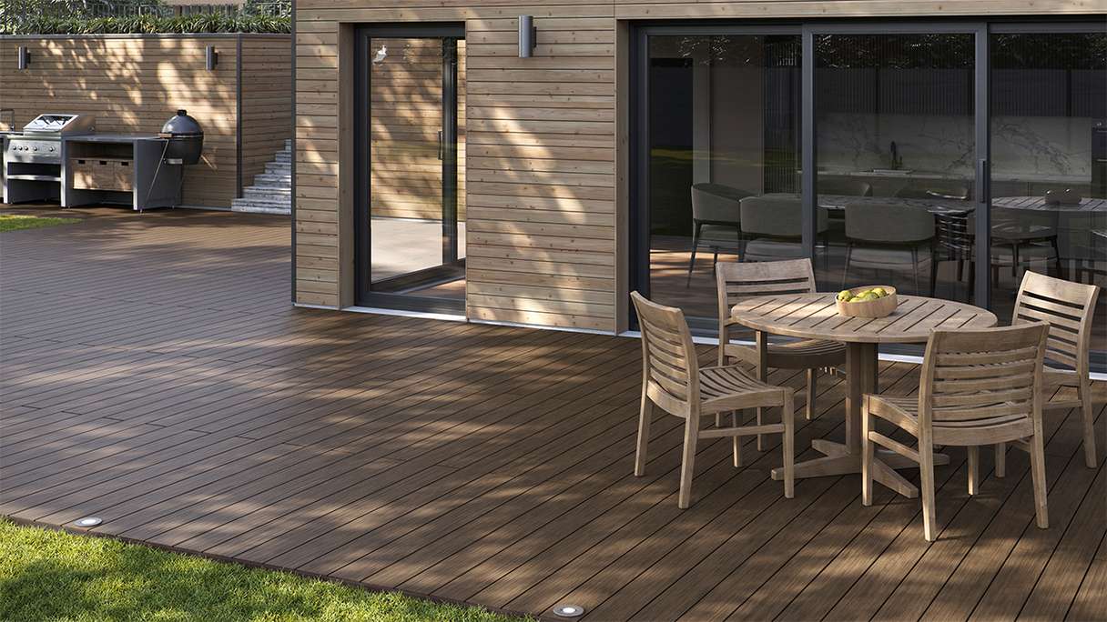 planeo AntikWood terrasse en WPC kit complet planche massive - brun vieilli