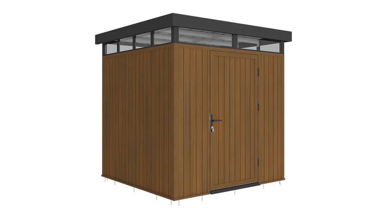 Abri de jardin planeo WPC CoEx à toit plat S - Teck de Birmanie 208 x 200 x 226,5 cm
