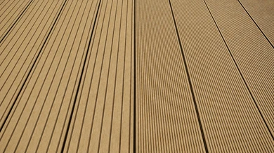 Lame de terrasse planeo LineWood en WPC massif - brun terre 4,20 m, rainurée/languetée 