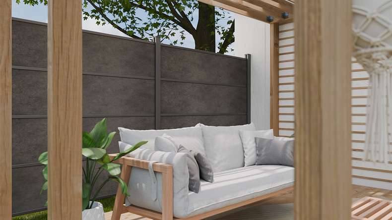 planeo Gardence Resistant - Clôture à emboîter HPL gris anthracite 180 x 183 cm