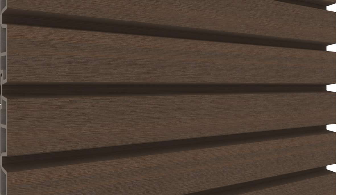 planeo LINEA Wide - Bardage de façade en WPC CoEx, teinte Ipe brun, 2900 x 181 mm