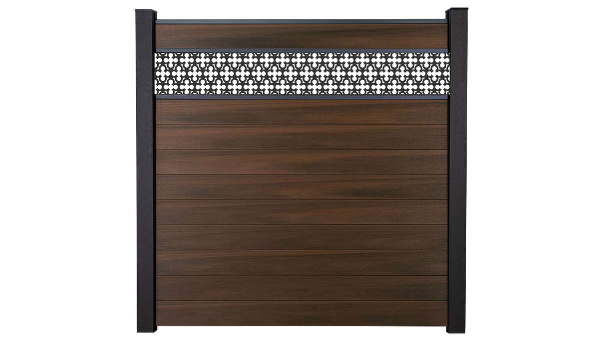 planeo Gardence Strong - Clôture à emboîter BPC Oriental noix co-ex 180 x 180 cm
