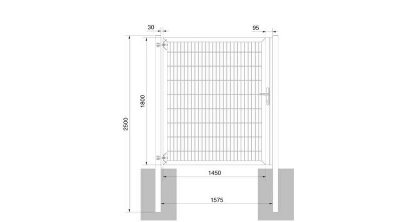 Porte universelle lourde 1 panneau galvanisé à chaud H 1800 x L 1575 mm poteaux de porte inclus