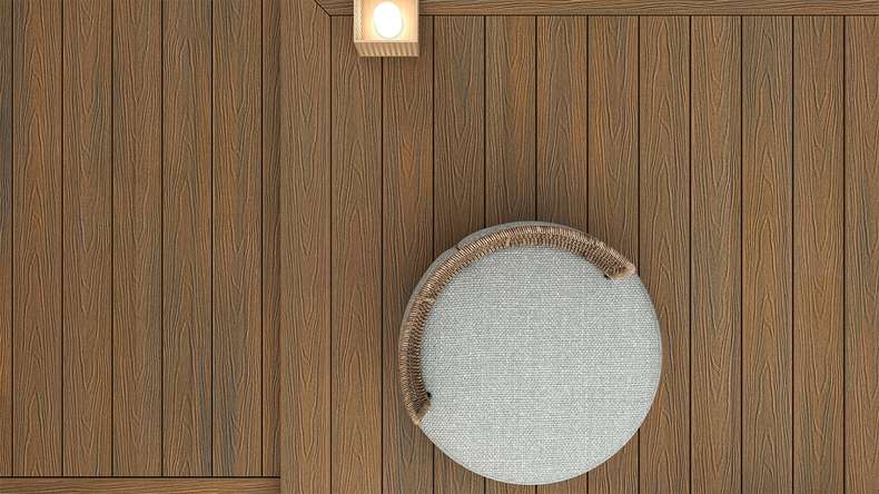 planeo MAXLine Nature - WPC CoEx lame de terrasse XL gainée chambre creuse - Burma Teak 3m structuré/lisse brossé