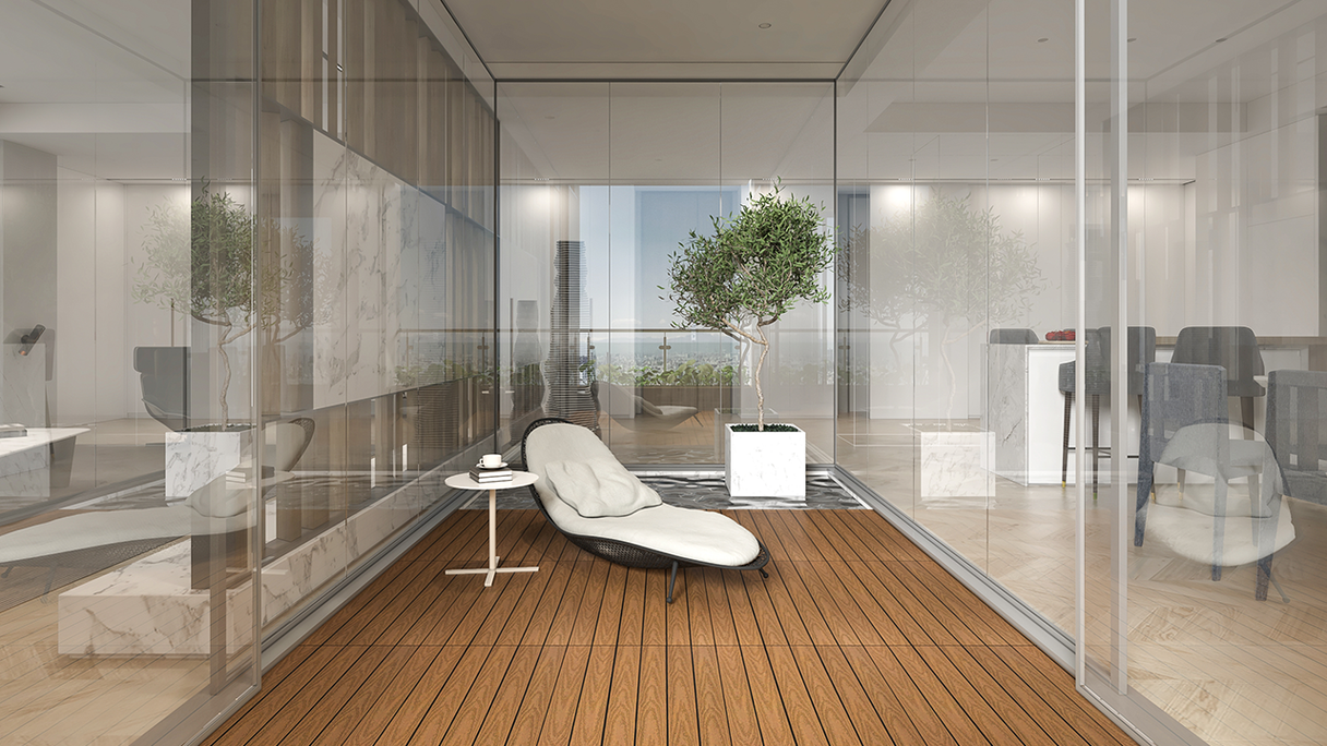 Dalle de terrasse planeo en WPC-CoEx « Burma Teak » 90 x 30 cm