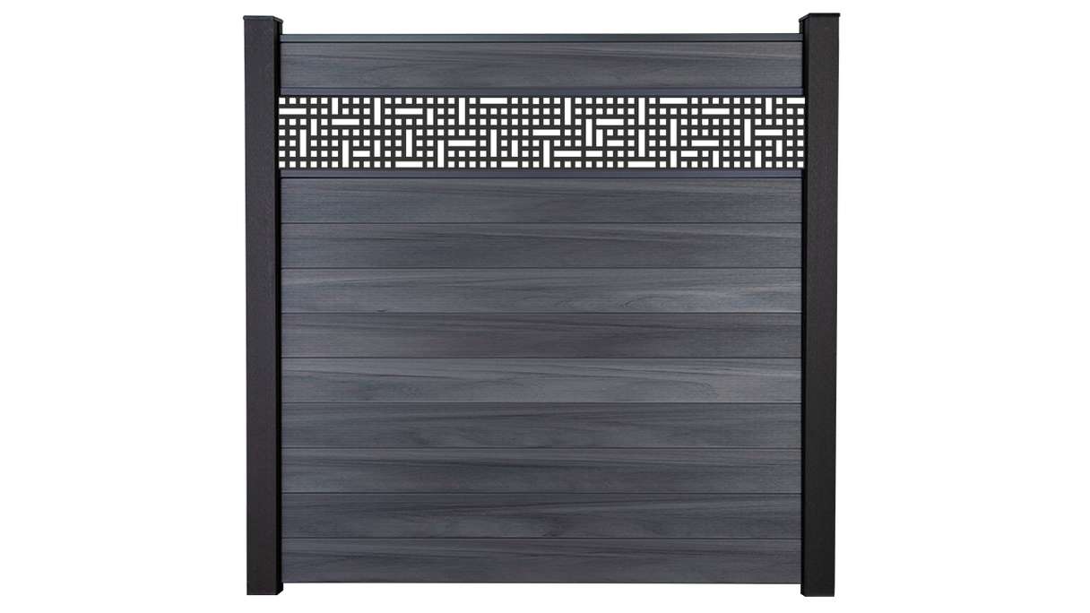 planeo Gardence Strong - Clôture à emboîter BPC Mesh gris pierre co-ex 180 x 180 cm