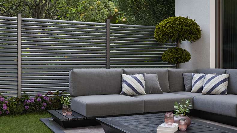 planeo Gardence Metallic Ellipse - Clôture de jardin en aluminium Carré Anthracite | DB703