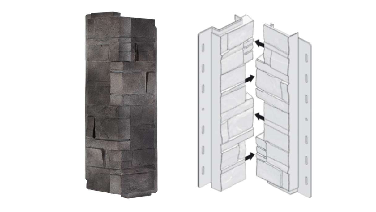 planeo angles de façade pierre stratifiée Lave - 406 x 149 mm