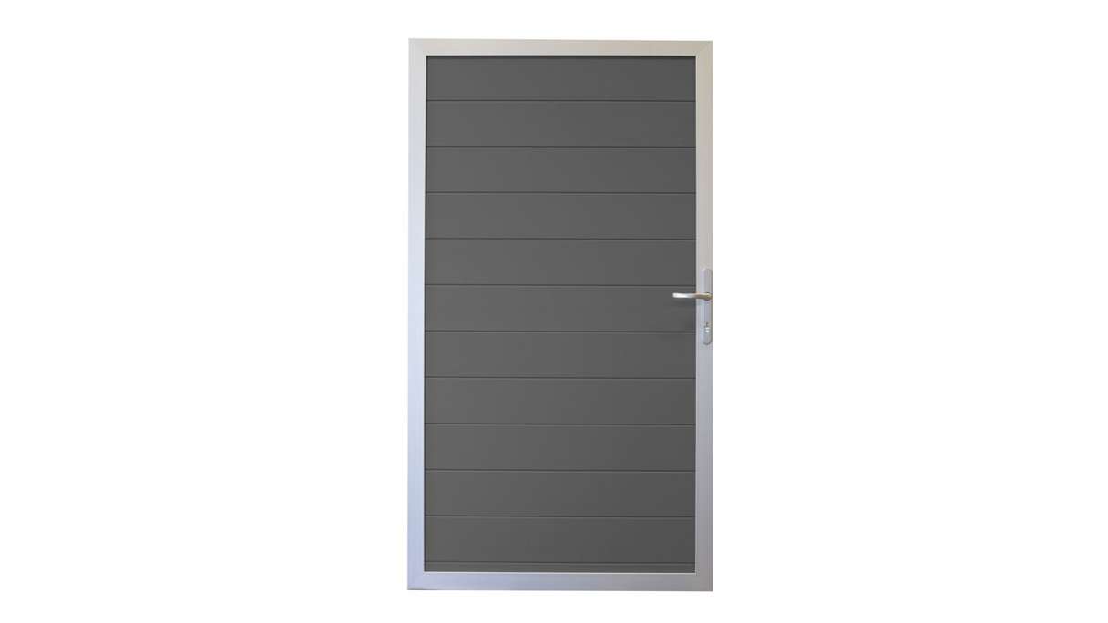 planeo Gardence Metallic - Portail universel en aluminium gris anthracite avec cadre en aluminium