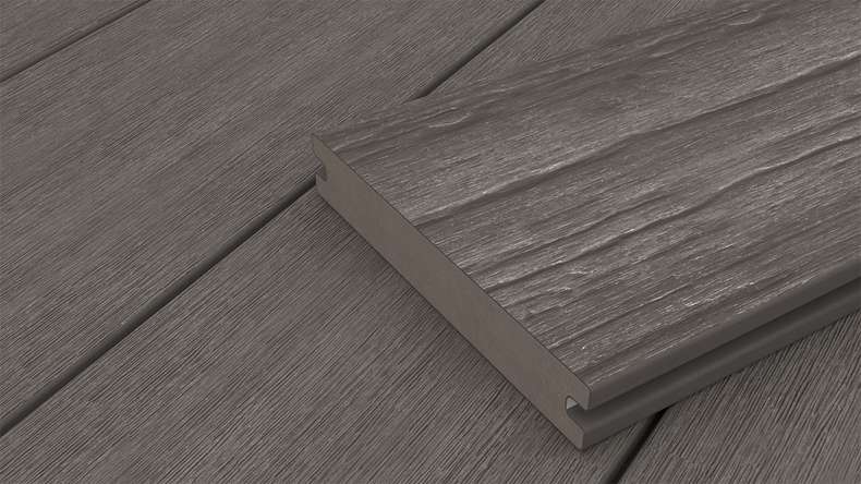 planeo ANTIKWoodline - Lame de terrasse massif en WPC CoEx - Gris foncé 3 m - rustique/brossé lisse