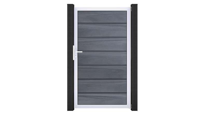 planeo Gardence Deluxe - Porte universelle composite pierre Gris avec cadre aluminium