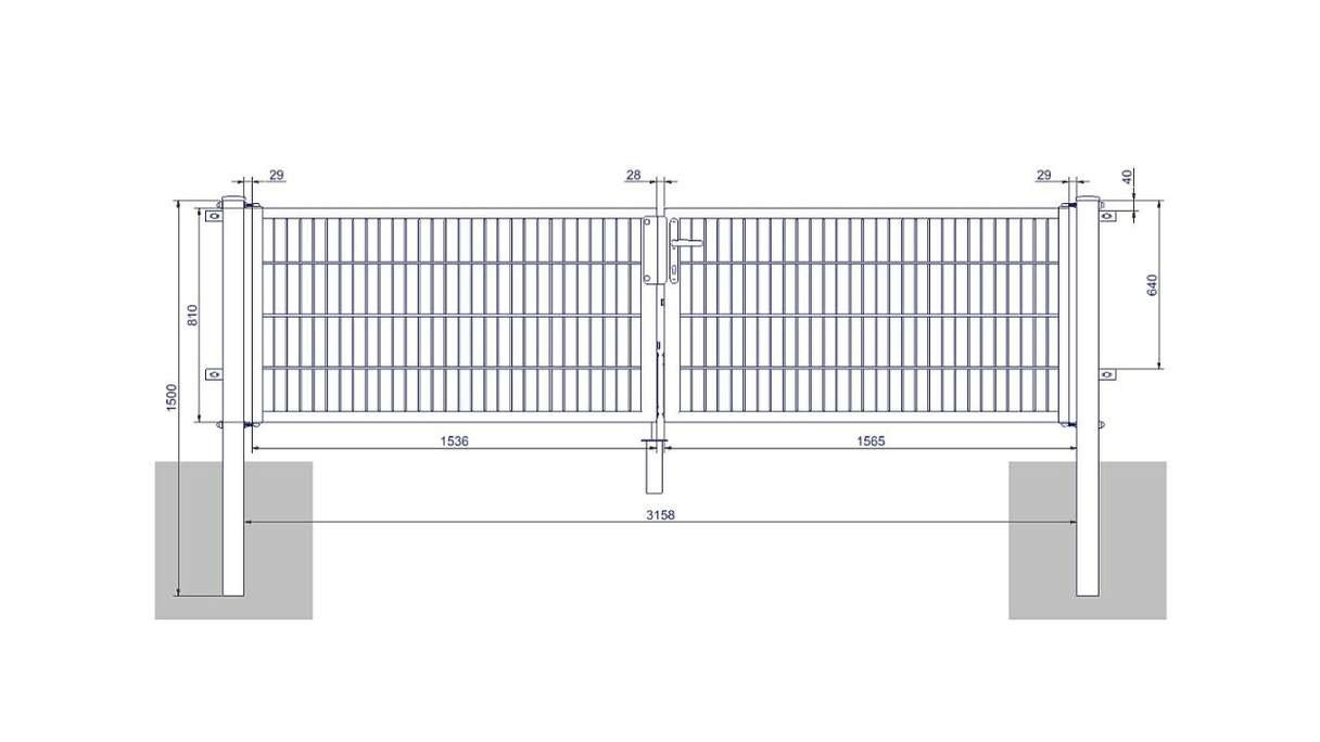 Porte universelle moyenne 2 panneaux galvanisés à chaud poteaux de porte inclus
