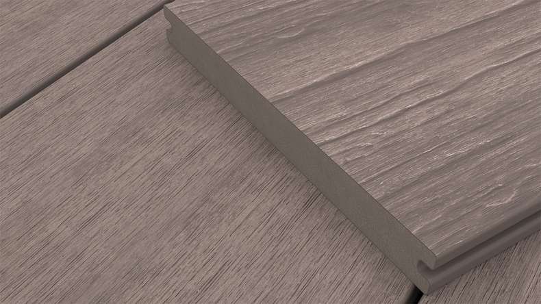 planeo MAXLine Antik - Planche de terrasse WPC CoEx gainée XL massif - gris 3m rustique structuré/lisse brossé