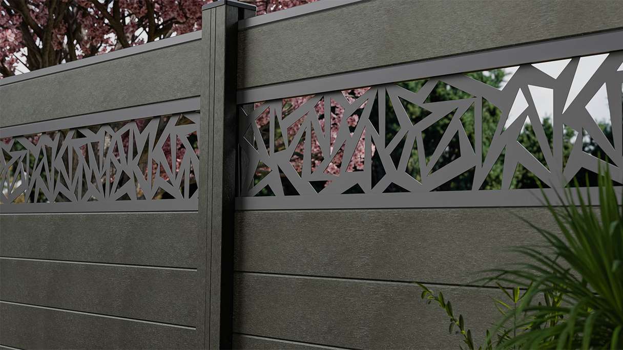 planeo Gardence Strong - Clôture à emboîter BPC Triangle gris anthracite 180 x 180 cm