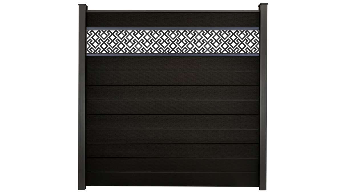 planeo Gardence Strong - Clôture à emboîter BPC Abstract Noir co-ex 180 x 180 cm