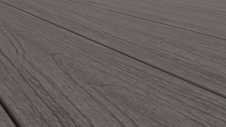 planeo MAXLine Nature - WPC CoEx lame de terrasse XL gainée chambre creuse - gris foncé 3m structuré/lisse brossé