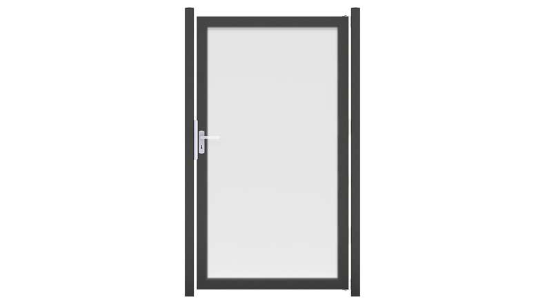 planeo Gardence Flair - Brise vue Verre Porte DIN droite Satiné avec cadre en aluminium Anthracite 100 x 180 cm