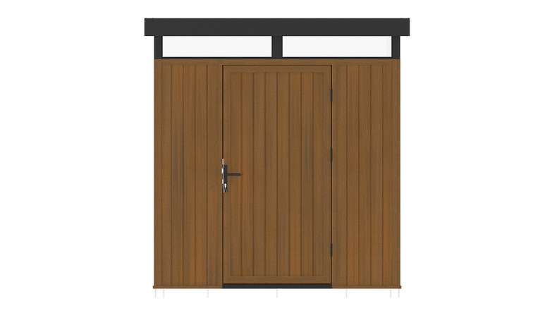 Abri de jardin planeo WPC CoEx à toit plat S - Teck de Birmanie 208 x 200 x 226,5 cm