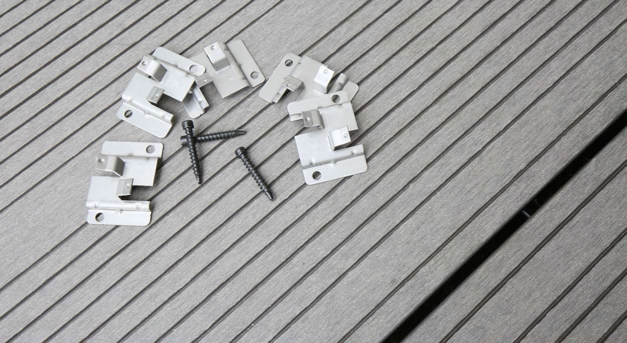 planeo clip de terrasse en acier inoxydable composite Profi 4mm joint - 100 pcs. incl. vis