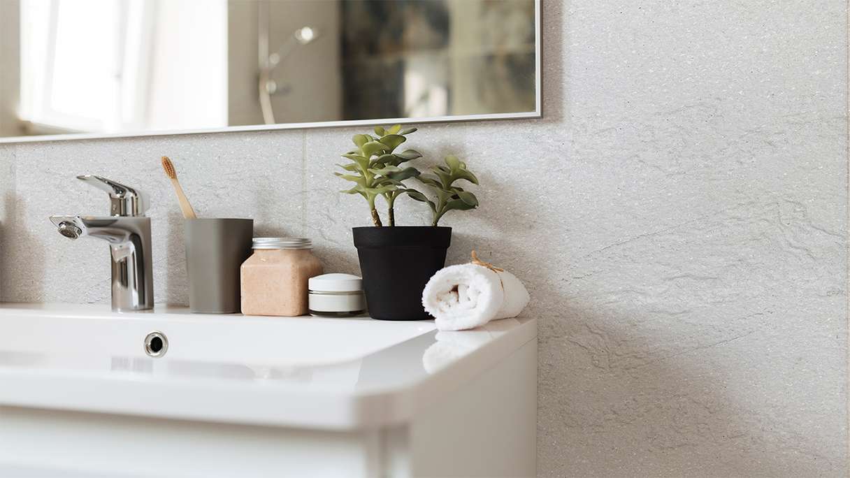 planeo EVOLITH Slate&Stone - revêtement mural en pierre naturelle Crystal White 1220 x 610 mm