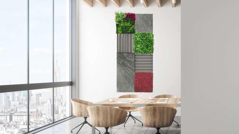 planeo Panneau acoustique - MixWall Mineral Mood Grey Slate 52 x 52 cm | Pierre véritable (PLMW-00411B)