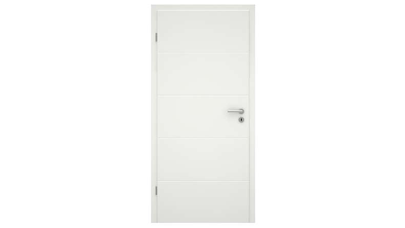 planeo Porte d'intérieur design VELA Kado 5O laque blanche 9010 chant d'angle | laqué - 1985 x 610|735|860|985 mm