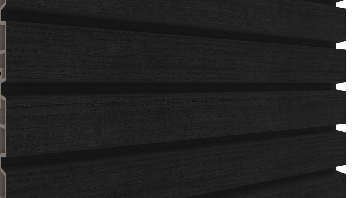 planeo LINEA Wide - Revêtement de façade en WPC CoEx, noir, 2900 x 181 mm