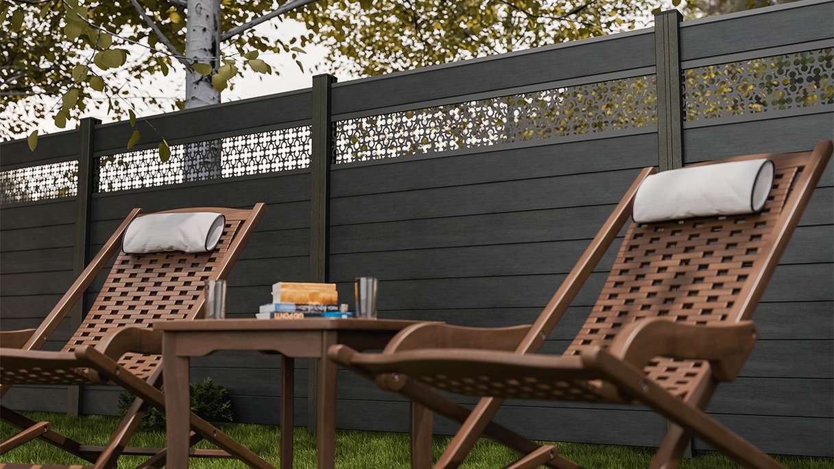 planeo Gardence Strong - Clôture à emboîter BPC Oriental gris pierre co-ex 180 x 180 cm