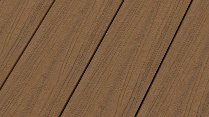 planeo WOODLine Nature - Lame de terrasse alvéolaire revêtue de WPC CoEx - Burma Teak 3m structuré/lisse brossé