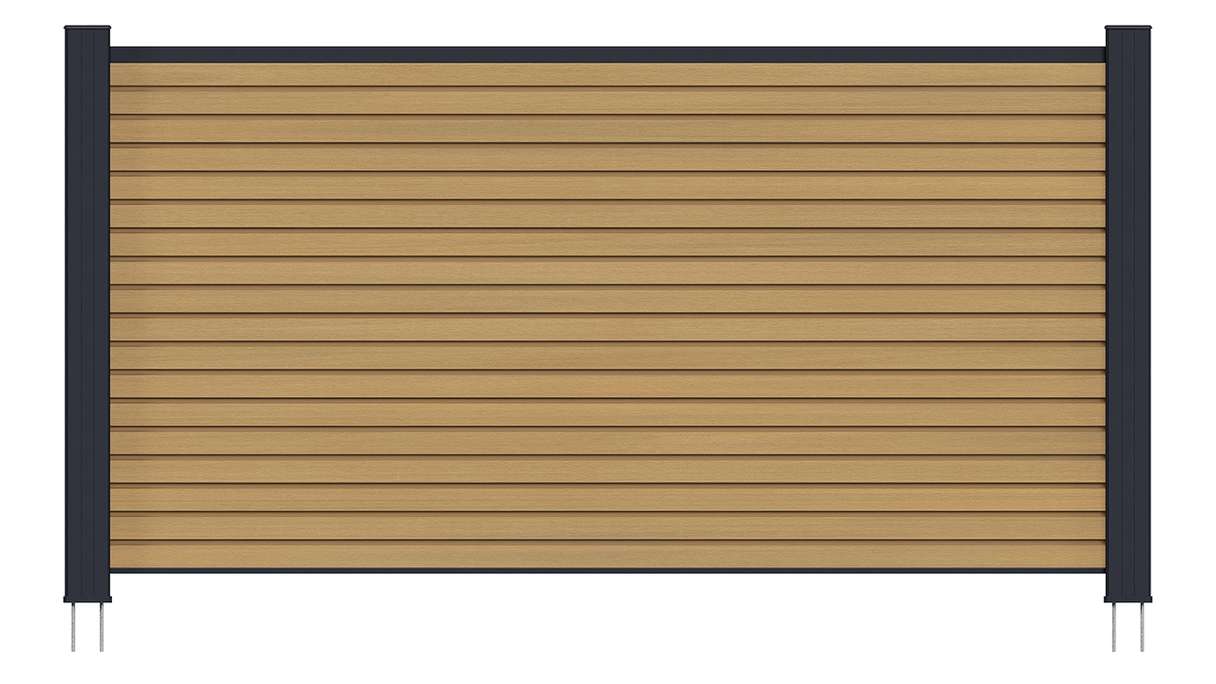 planeo LINEA - Clôture à emboîter pour jardin d'entrée en WPC CoEx Rhombus, couleur sable, 180 x 90 cm