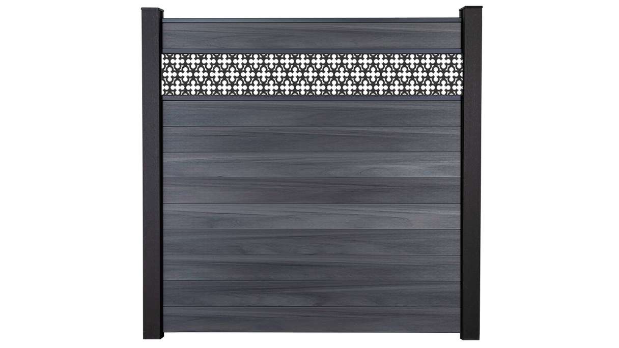 planeo Gardence Strong - Clôture à emboîter BPC Oriental gris pierre co-ex 180 x 180 cm