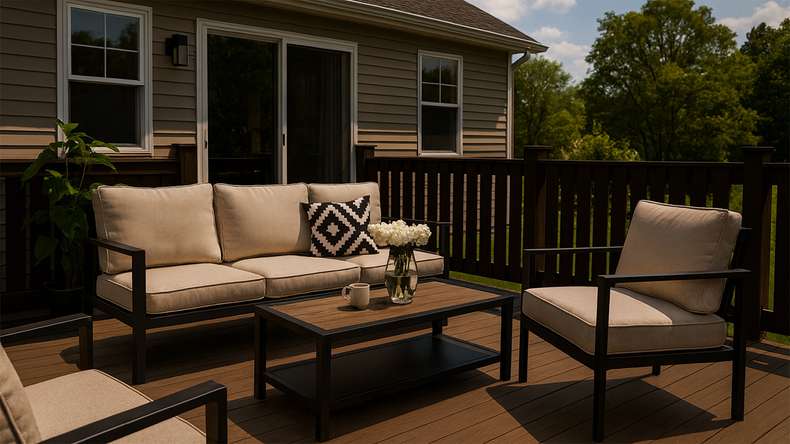 planeo Terrasse en bois massif Thermo frêne foncé lisse des deux côtés - 1500 x 130 x 20 mm