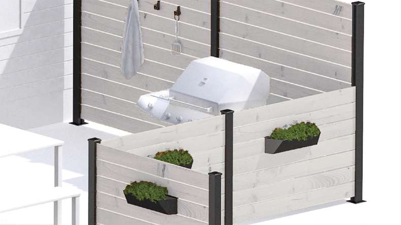 planeo Vario - Clôture à emboîter WPC coEX Carré Beige 177 x 180 cm