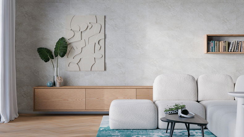 Revêtement mural SPC planeo - CeraRock Tile Light Sandstone XL 280 x 117,5 cm