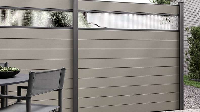 planeo Gardence Strong - Clôture composite à emboîter Carré Gris