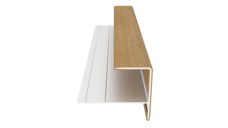 planeo LINEA - Profilé d'extrémité en aluminium CoEx, couleur sable, 3000 x 74 x 61 mm