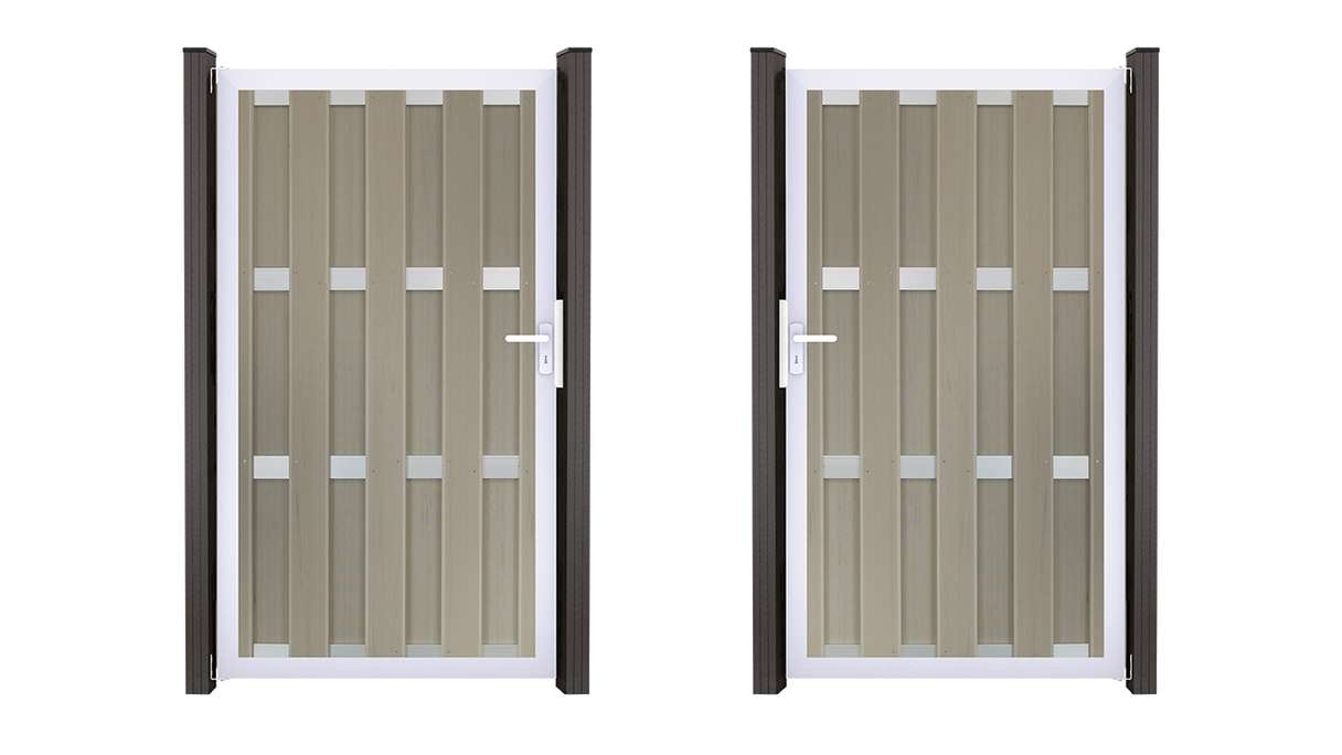 planeo Gardence Premade - Portail BPC BiColor Sable 100 x 180 x 4 cm - Cadre en aluminium argenté