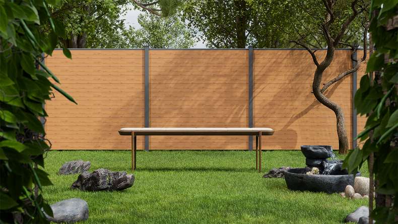 planeo Gardence Simply Small - Clôture PVC à emboîter chêne cendré naturel 180 x 180 cm