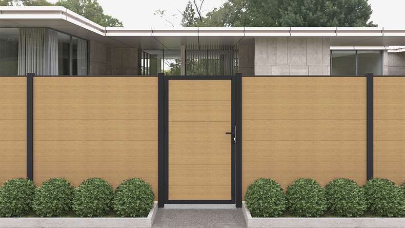 planeo INFINITY XL-Board - WPC CoEx porte universelle sable avec cadre alu anthracite 100 x 180