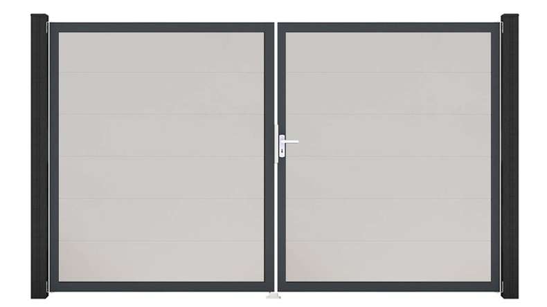 planeo Gardence Simply - Porte PVC DIN droite 2 vantaux blanc avec cadre alu Anthracite