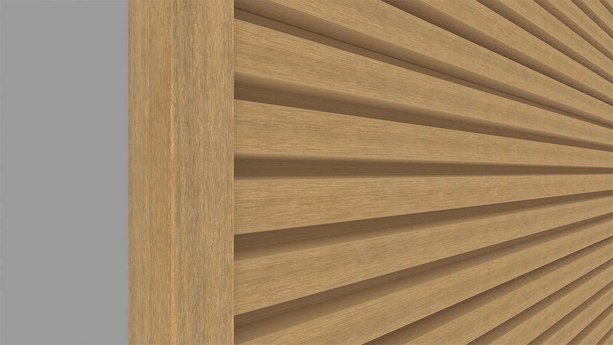 planeo LINEA - Profilé d'extrémité en aluminium CoEx, couleur sable, 3000 x 74 x 61 mm