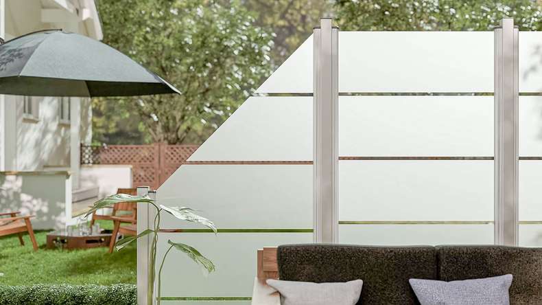 planeo Gardence Flair - Brise-vue en verre incliné 90 x 180 cm