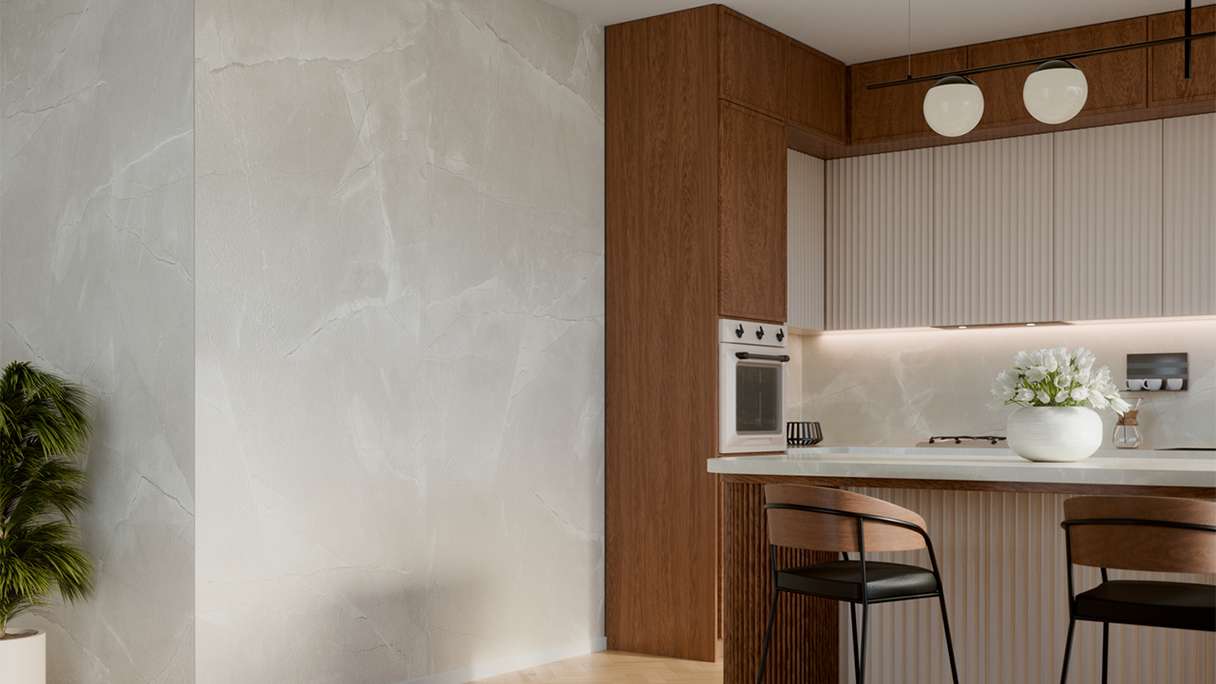 planeo Revêtement mural SPC - CeraRock Tile Light Grey Marble 120 x 60 cm