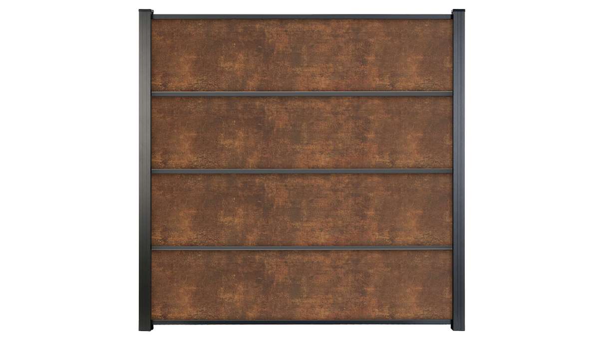 planeo Gardence Resistant - Clôture à emboîter HPL aspect rouille 180 x 183 cm
