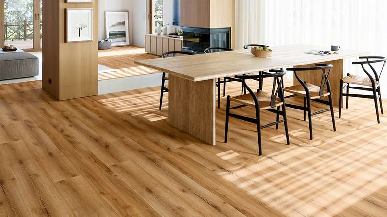 planeo Vinyle à clic rigide - SolutionX 2in1 BigSize Atelier Oak Plancher XL de 1,83 m de long | Isolation phonique intégrée (ECF-BS-85)