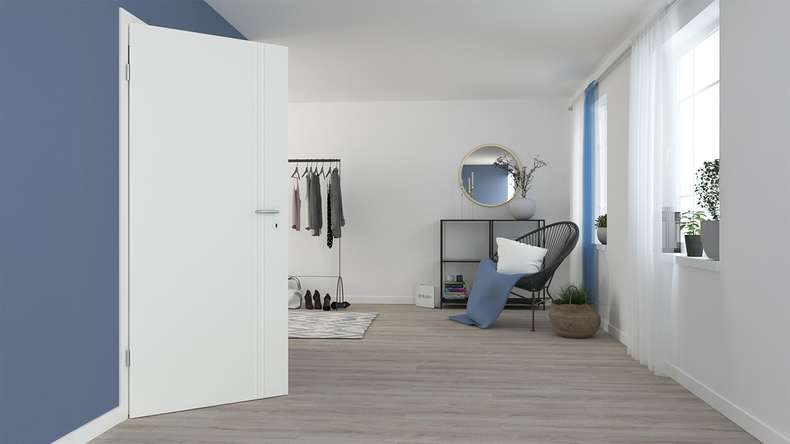 planeo Porte d'intérieur design VELA Kado 7O laque blanche 9010 chant d'angle | laqué - 2110 x 610|735|860|985 mm