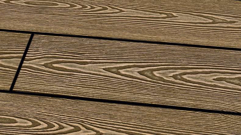 Lame de terrasse Planeo SolidWood en WPC - Brun terre 4,20 m, style français / structure 3D