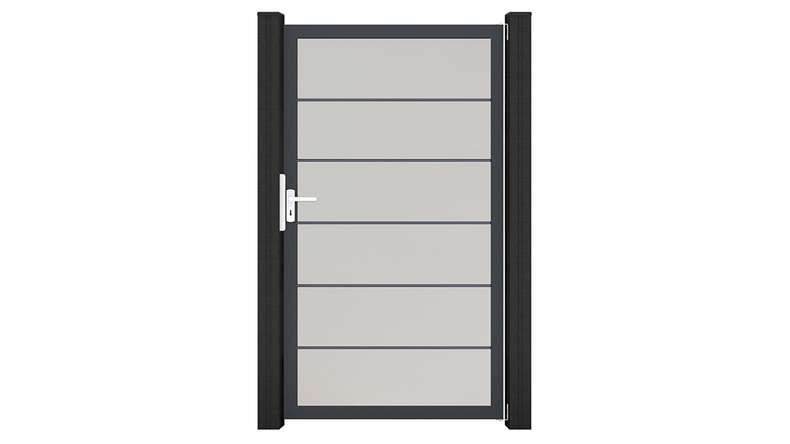 planeo Gardence Simply Premium - Portail universel en PVC blanc avec cadre en aluminium 100 x 180 cm