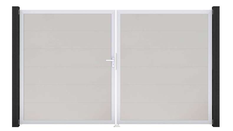 planeo Gardence Simply - Porte PVC DIN gauche 2 vantaux blanc avec cadre en aluminium argenté