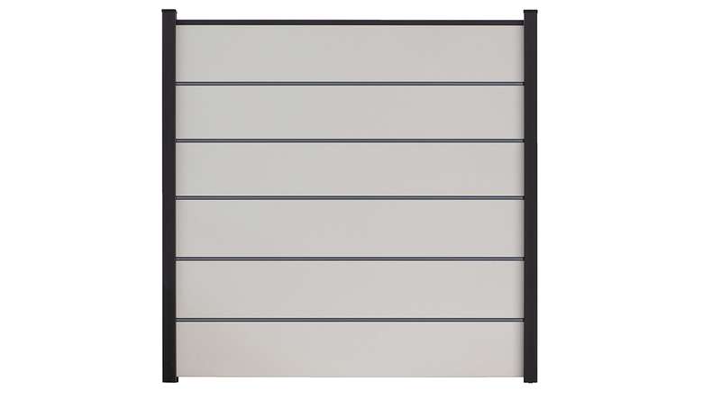 planeo Gardence Simply Premium - Clôture à emboîter en PVC blanc avec pilastres anthracite 180 x 180 cm